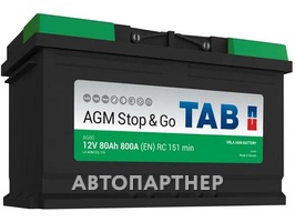 TAB Ecodry AGM VRLA 12В 6ст 80 а/ч оп